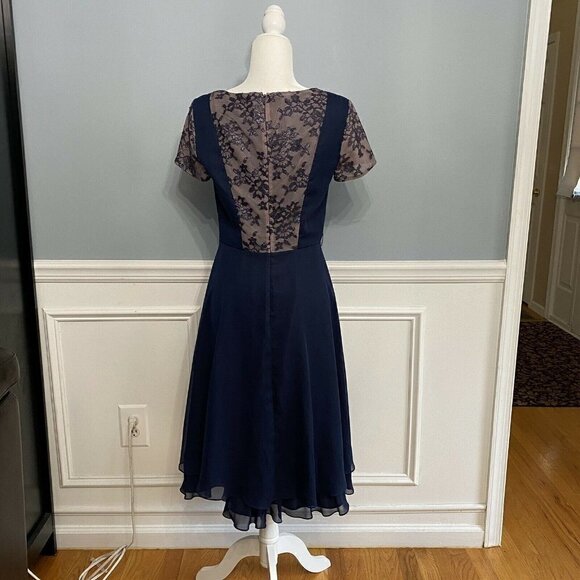 JS Collections Lace Chiffon Metallic Dress Size 8 Formal Pinafore - Picture 5 of 8